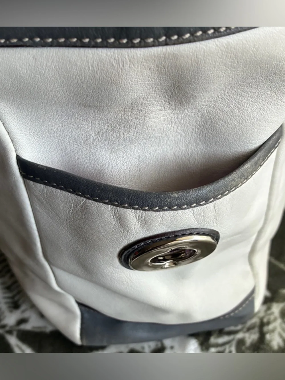 Coach Two-Tone Leather Shoulder Bag in Light Gray and white - Picture 16 of 16